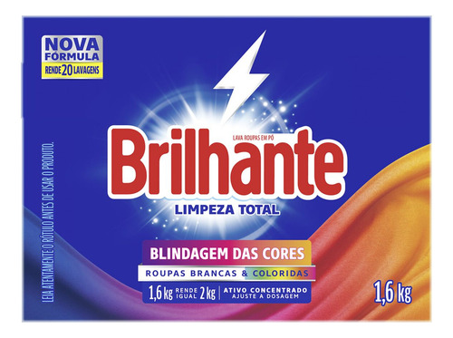5x Brilhante Sabão Em Pó Limpeza Total 1 X 1.6 Kg
