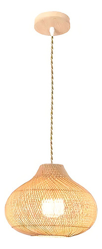 Pendente Luminária Hao Artesanal Fibra Rattan 35cm E27 Estrutura Madeira 110v/220v