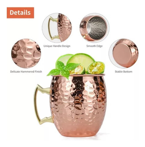 . Juego De 4 Tazas Moscow Mule De 18 Onzas De Cobre