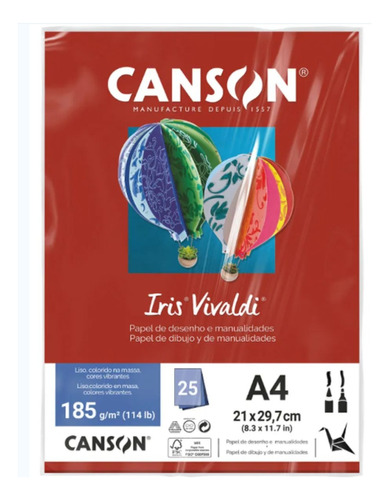 Papel Canson Iris Vivaldi 185g 25fls A4