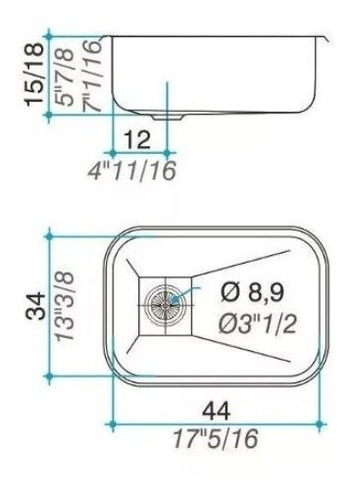 Imagen 2 de 4 de Pileta Cocina Bacha Johnson E44 44x34 Acero Inoxidable Cuota