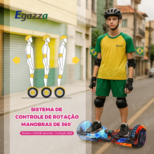 Hoverboard Elétrico Egazza K5 Gelo E Fogo Com Bluetooth