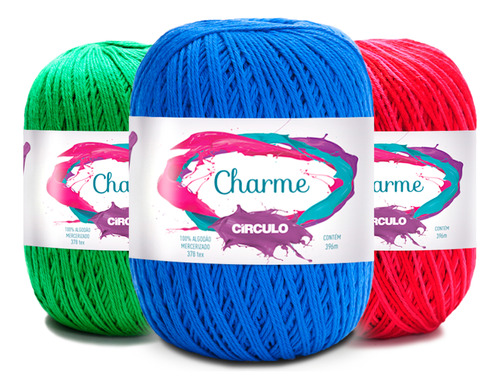 Fio Charme Círculo 150g 3 Unidades 100% Algodão 396 metros