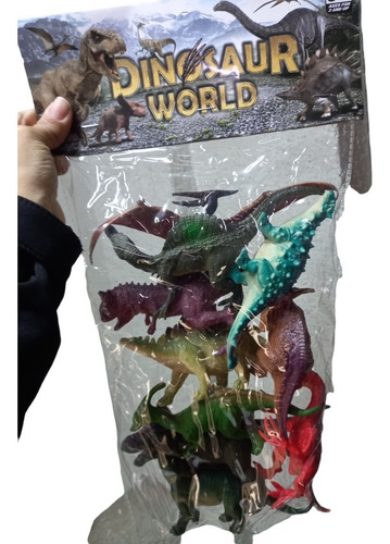 Imagen 2 de 2 de Set De 10 Dinosaurios Medianos Surtidos Colores Oscuros