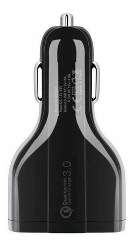 Cargador Auto Triple Usb 12v-24v Carga Rápida 3.0 Negro