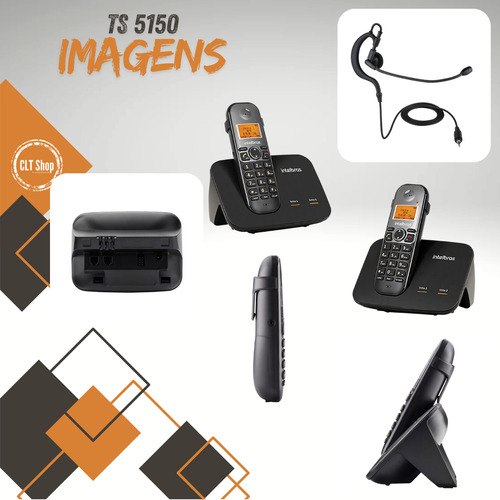 Kit Telefone Fixo Sem Fio 2 Linhas Com 7 Ramal Bina Headset