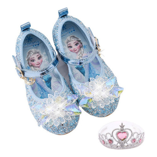 Frozen Elsa Zapatos Princesa Suela Blanda Cristal Para...