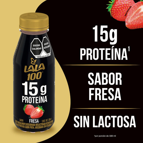 Lala 100 Leche Sin Lactosa Sabor Fresa. 20 Pzas De 330 Ml