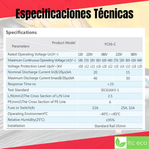 Imagen 3 de 9 de Protector Descargas Atmosfericas 20ka Sistemas Solar Rayo