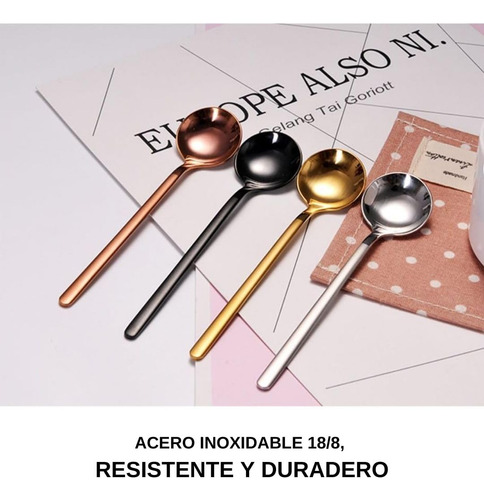 Juego De 6 Cucharas Para Café Doradas, Cucharas Cafeteras