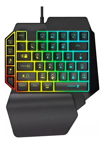 Mini Teclado Gamer Uma Mão - Compacto Ergonômico Para Jogos