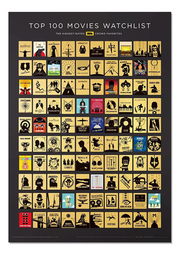 Póster Oficial De Imdb Top 100 Movies Scratch Off Fab...