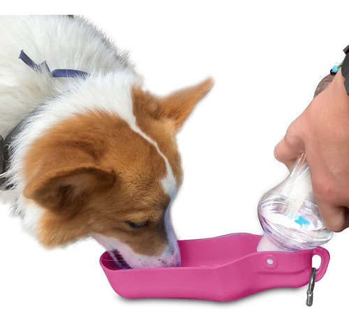 Perrísimo Bebedero Portátil Para Hidratar Tu Mascota 500 Ml Color Rosa