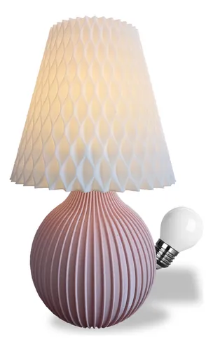 comprar Abajur Luminária Moderna de Mesa Quarto Sala com Lâmpada Cúpula Off white Estrutura Salmão Marx Greg 3D Abajur Redondo 127\u002F220v