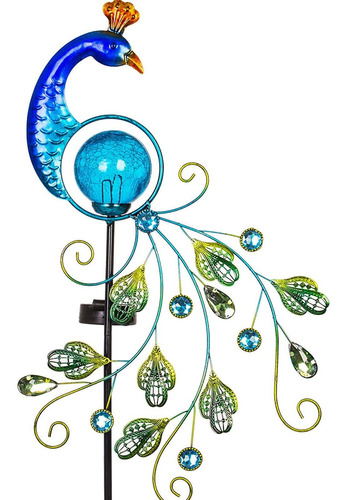 Vewostar Decoracion Pavo Real Metal Para Jardin Luz