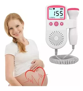 Monitor Aparelho Ouvir Coração Bebê Pré-natal Ultrassom Cor Rosa-chiclete