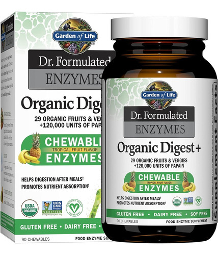 Enzimas Masticables Organicas Garden Of Life 90 Capsulas