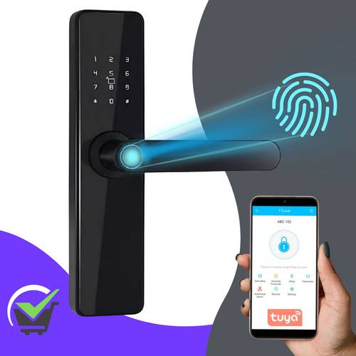 Fechadura Eletronica Digital Com Biometria Senha Tuya Aliron