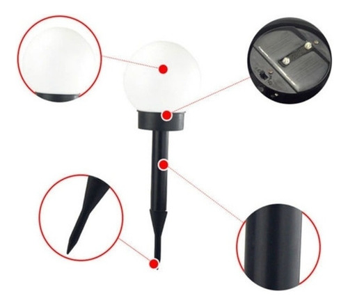 4pcs Bola Estilo Led Jardim Caminho Solar Lâmpada Spot Luz
