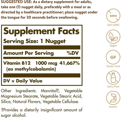 Imagen 8 de 8 de Super Pack Vitamina B12 Metilcobalamina 1000mcg 120 Nuggets