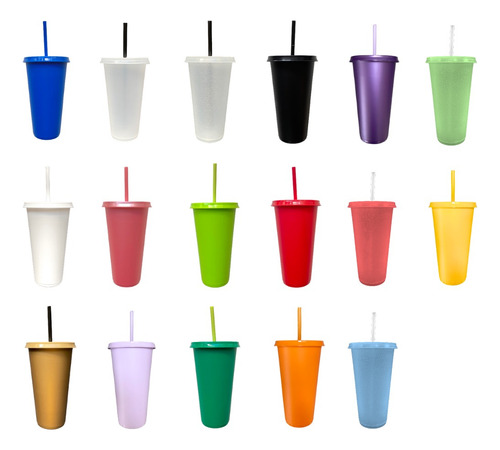 130 Vasos Con Tapadera Y Popote 24 Oz Surtido