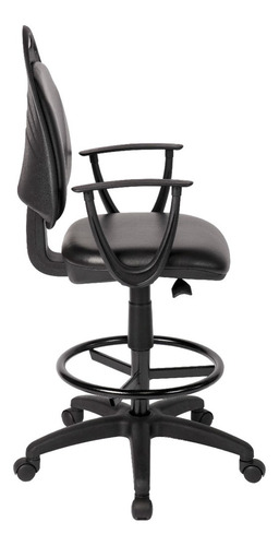 Imagen 2 de 3 de Silla de escritorio de Outlet Diva cajera con apoyabrazos y con ruedas ergonómica negra con tapizado de cuero sintético