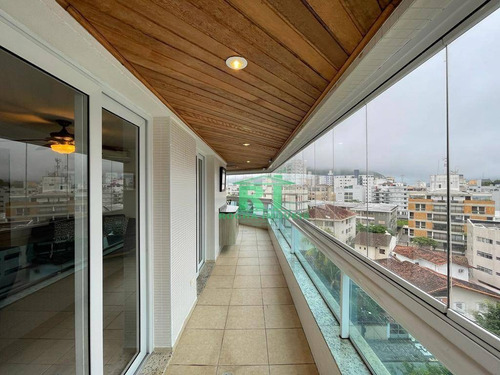 Imagem 5 de 30 de Cobertura Beira Mar, Varanda Gourmet, 4 Dormitórios Sendo 4 Suítes, 3 Vagas, Tombo, Guarujá/sp - Co0166