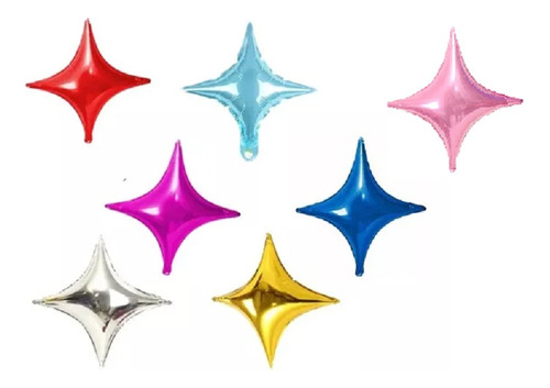 20 Globos Metalicos Estrellas De 4 Puntas # 10 25 Cm Centro 