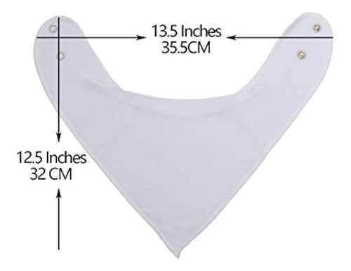 Babero De Algodon Triangular Para Bebe Cierre Broche 12 Pz Liso Blanco Unitalla