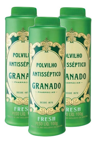 3 Talco Polvilho Antisséptico Para Os Pés Granado Fresh 100g