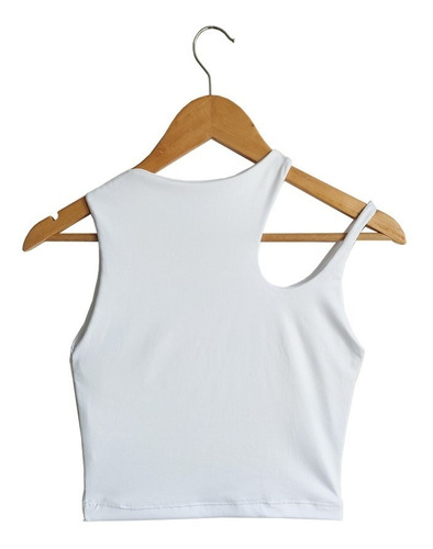 Crop Top Blusa De Polilycra Para Mujer Moda Unicolor