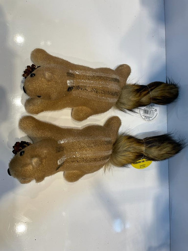 Kit 2 Esquilo 4 Patas Com Pinha Isopor Decoração Ntd13010