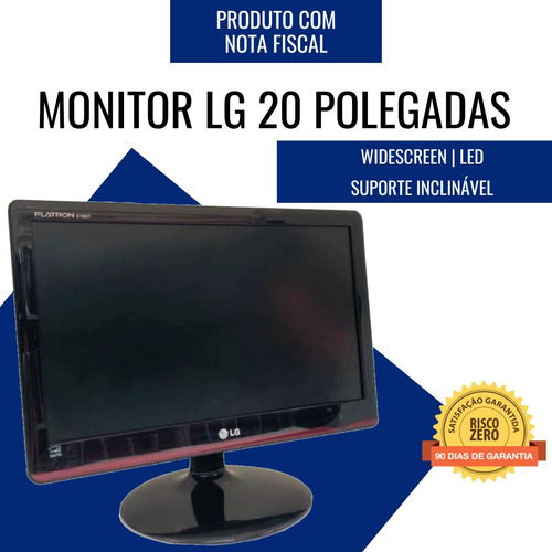 Monitor LG De 20 Polegadas Widescreen Black Piano Vga/dvi