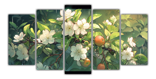 200x100cm Set 5 Artes Cuadro Armonia A Apple Tree In Green C