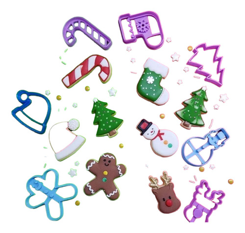 Set De 10 Mini Cortantes Navideños