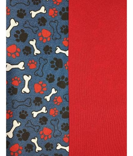 Cama Pet Para Cachorro Porte Médio 80x60 + Tapete/brinquedos Cor Ossinho Azul Com Vermelho