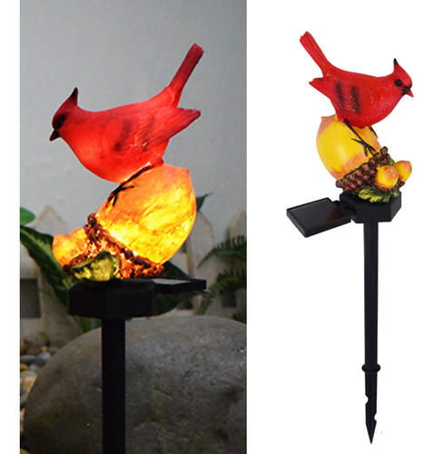 Figura De Pájaro Rojo Con Forma De Estaca Solar, Decoración