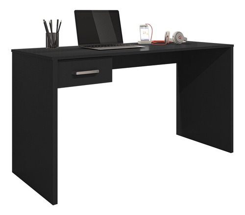 Mesa Home Office Notebook 127cm 1 Gaveta Gávea Preto Trama