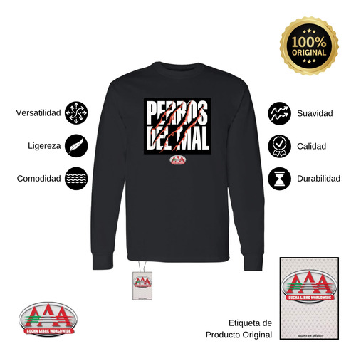Jersey Playera M Larga Lucha Libre Aaa Hombre Perros Del Mal