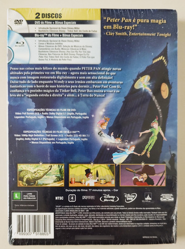 Blu Ray + Dvd Peter Pan (novo Lacrado) Com Luva
