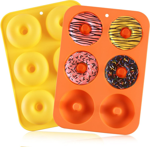 Juego De 2 Moldes De Silicona Para Donas Antiadherentes (nar