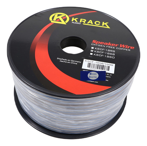 Rollo Cable Cal. 18 Krack Audio Kscf-18sb Libre Oxigeno 100m
