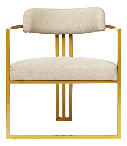 Kit 02 Poltronas Oregon Linho Bege Estrutura Dourado Bege Base Dourado