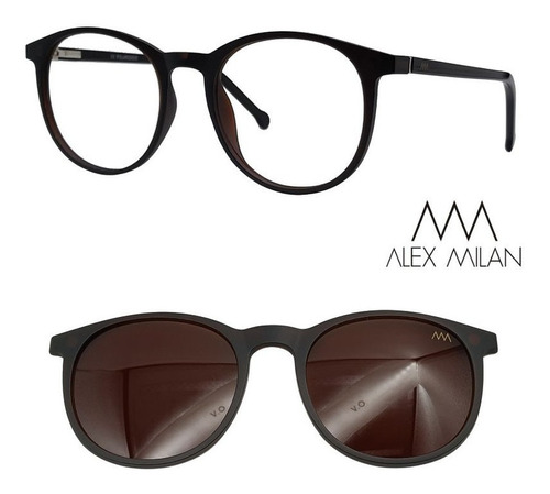 Oculos Redondo Alex Milan Com 1 Clipon Solar Polarizado
