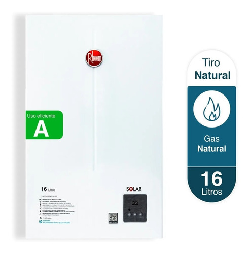 Calentador Rheem 16 Litros Tiro Natural Para Gas Natural