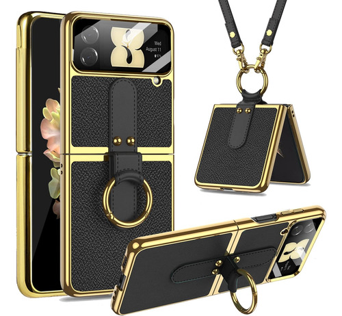 Funda Miimall Para Galaxy Z Flip 4 Gold Black