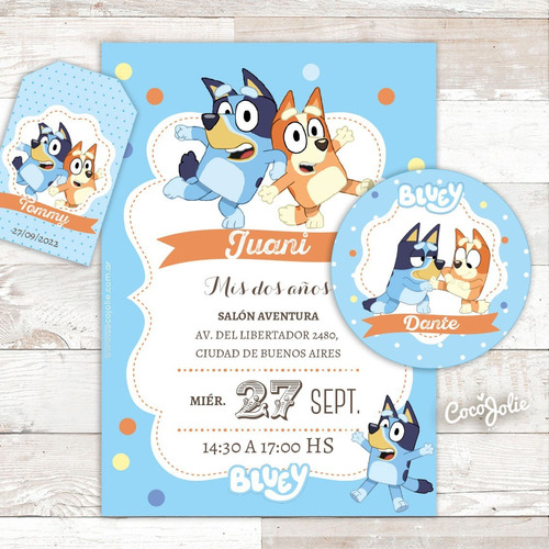 Kit Imprimible Bluey, Editable, Cumple, Bautismo, Babyshower