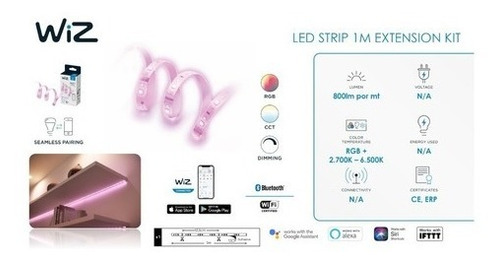 Extensión de Tira Led Inteligente Wiz Rgb 11w 1mts Wi-fi sin fuente de alimentación