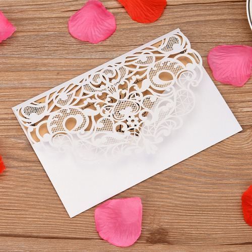 Imagem 5 de 9 de 10pcs Pérola Papel Laser Corte Casamento Cartões
