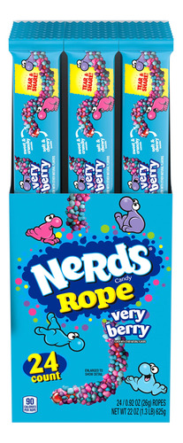 Nerds Rope Gummy & Crunchy Very Berry Candy, 0.92 Onzas, 24